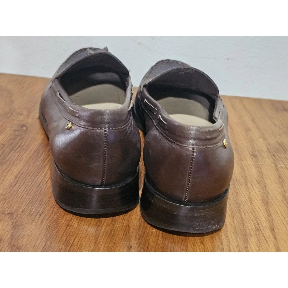 Etienne Aigner Gotham Dress Shoes Size 10 Brown Leather Croc Tassel Loafer Mens